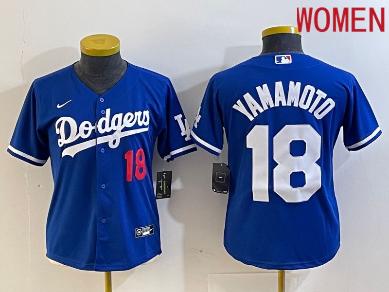 Women Los Angeles Dodgers #18 Yamamoto Blue Nike Game MLB Jersey style 2